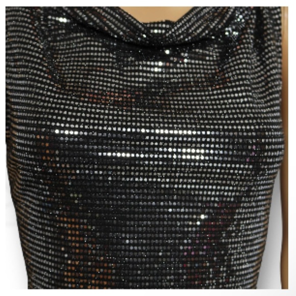 Sincerely Jules Sparkly Black Cow Neckline Sequin Sleeveless Crop Top, Small - Picture 12 of 13